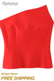 Yipinpay 2023 Red Corset Top Woman Asymmetric Off Shoulder Tops For Women Bustier Backless Crop Top Woman Party Night Sexy Tops