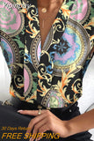 Yipinpay Summer Blouses Women's Sleeveless Tops Baroque Print V-Neck Casual Top Female Fashion Shirt Ladies Outfits
