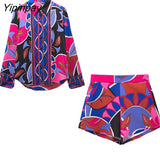 Yipinpay 2023 Print Shirt Women Vintage Long Sleeve Top Female Fashion Streetwear Collared Shirt Woman Summer Elegant Blouses