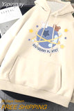Yipinpay new cute cartoon print hoodie women's Y2K autumn plus velvet thick loose sweatshirt couple casual all-match pullover hoodie