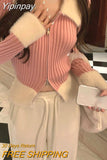 Yipinpay Winter Zipper Design Knitted Sweater Woman Casual Elegant Y2k Crop Tops Office Lady Slim Korean Style Pullover Female Chic