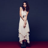 Yipinpay Station Fashion Women's Fashion Style Irregular High And Low Lace Skirt Sexy Long Dress