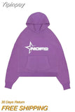 Yipinpay Popular Letter Print Hoodies Men Y2K New Harajuku Hip Hop Sweatshirts Punk Rock Casual Loose Pullovers Hot Fashion Hoodie