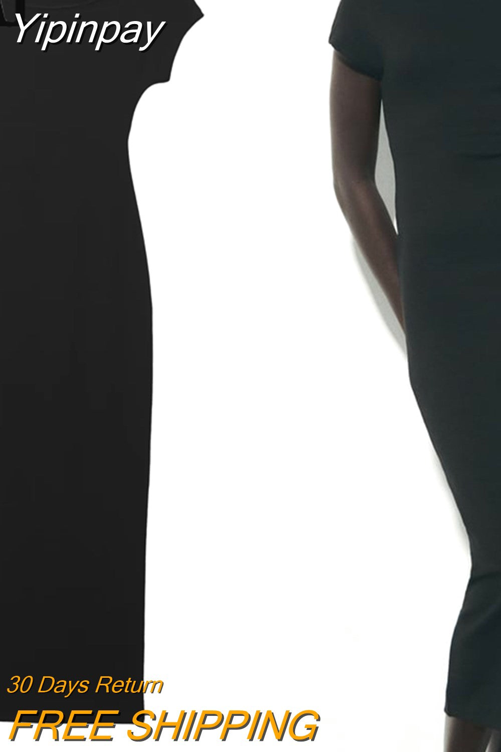 Yipinpay 2023 Black Long Dress Women Summer Bodycon Dress Women Short Sleeve Elegant Party Dresses Midi Evening Dresses For Prom