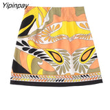 Yipinpay 2023 Print Shirt Women Vintage Long Sleeve Top Female Fashion Streetwear Collared Shirt Woman Summer Elegant Blouses