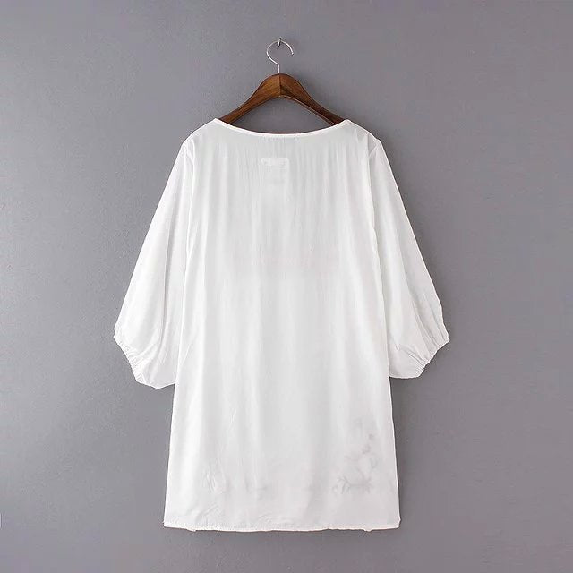 Yipinpay New Flower Embroidered Jacquard Medium-Sleeved Dress In Early Spring 2024