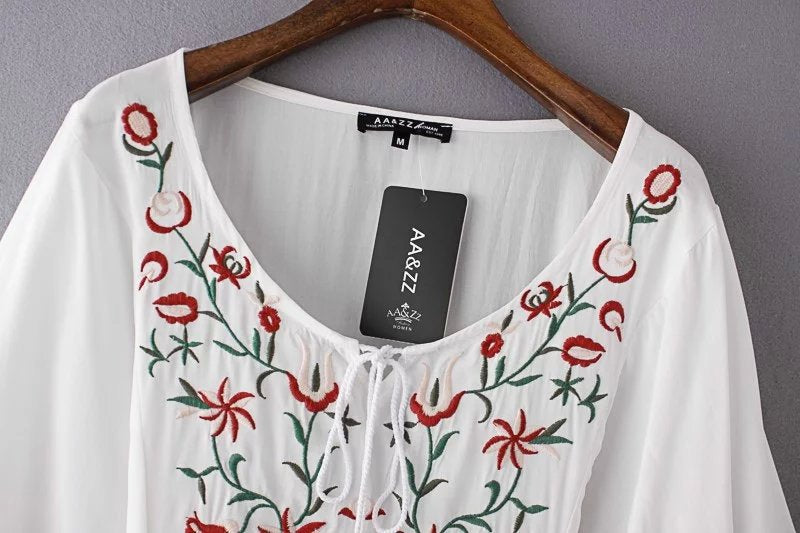 Yipinpay New Flower Embroidered Jacquard Medium-Sleeved Dress In Early Spring 2024