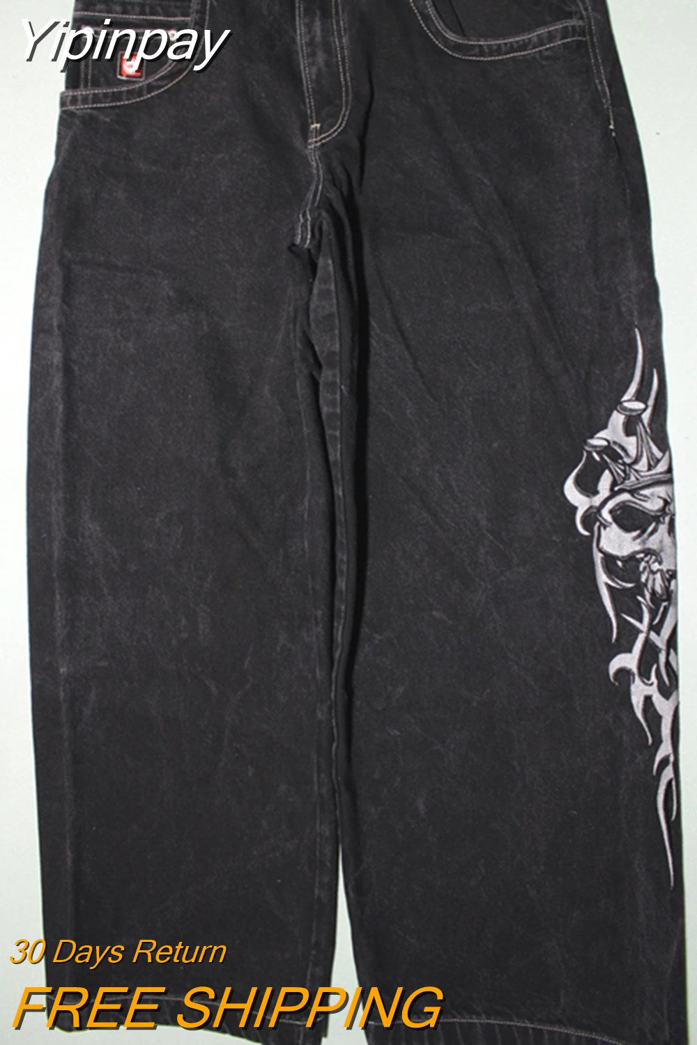 Yipinpay Jeans Harajuku Hip Hop Gothic Embroidery Oversized Baggy Jeans Men Street Fashion Hot Pants Unisex Casual Joker Jeans Men 0407