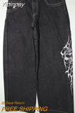 Yipinpay Jeans Harajuku Hip Hop Gothic Embroidery Oversized Baggy Jeans Men Street Fashion Hot Pants Unisex Casual Joker Jeans Men 0407
