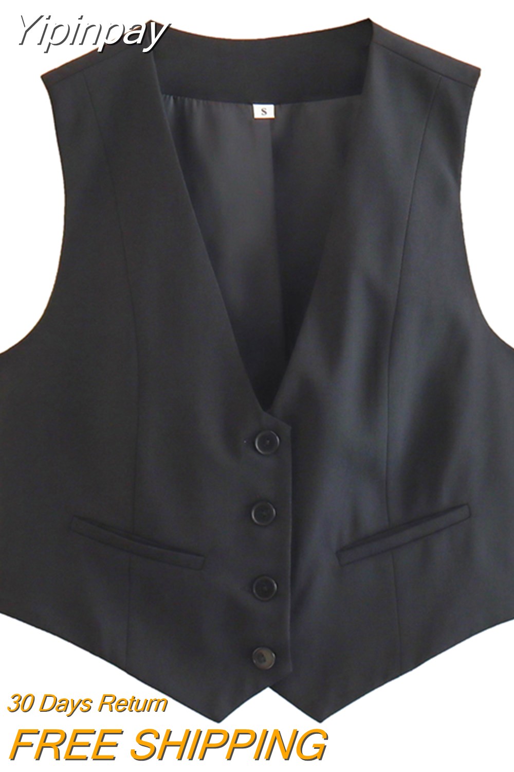 Yipinpay 2023 Fashion Women's Vest Summer Sleeveless Vests for Women Chic V-Neck Single-breasted Ladies White Waistcoat Tops New In
