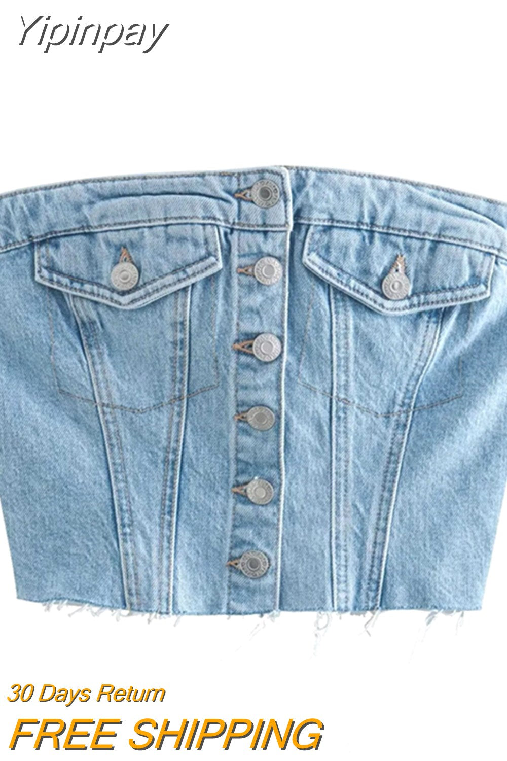 Yipinpay Blue Denim Crop Top Women Off Shoulder Corset Top Female Women's Tube Tops Streetwear Y2k Tops Woman Sexy Summer Tops