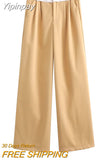 Yipinpay 2023 Fashion Y2k Women's Pants Summer Wide Leg Pants Female Casual Loose Low Waist Trousers Ladies Chic Folds Pant