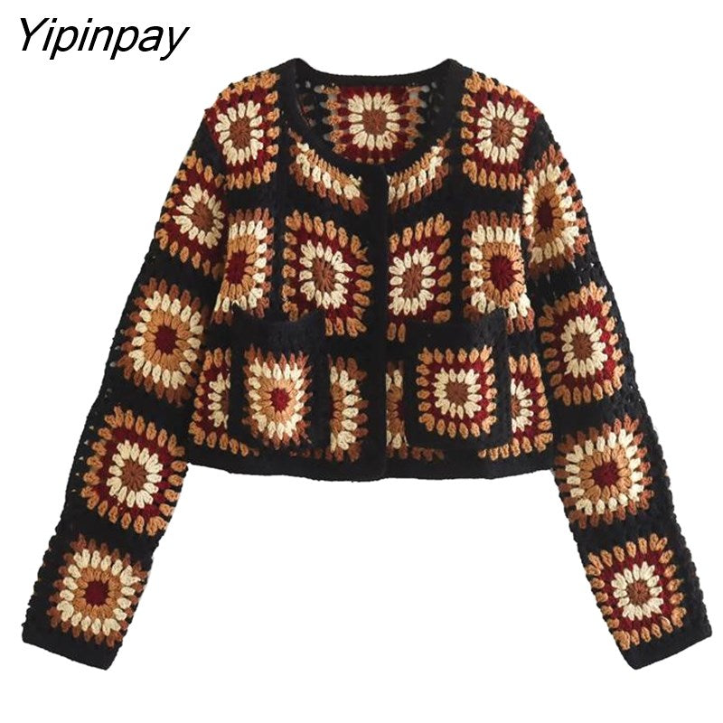 Yipinpay Spring Women Fashion Knitted Sweater Coats 2023 New Single Breasted Cardigan Tops Long Sleeve Sweet Soft Female Top