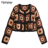 Yipinpay Spring Women Fashion Knitted Sweater Coats 2023 New Single Breasted Cardigan Tops Long Sleeve Sweet Soft Female Top