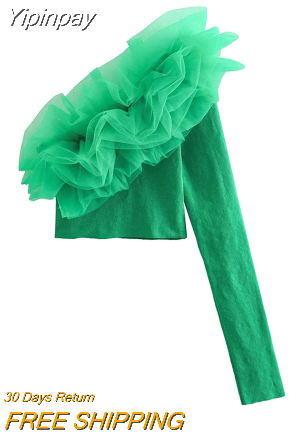 Yipinpay Ruffle Black Crop Top Women Asymmetric Knit Top Female Off Shoulder Long Sleeve Autumn Blouse Woman 2023 Organza Sexy Tops