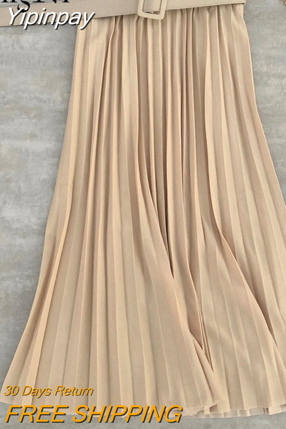 Yipinpay 2023 Autumn Summer Women Skirt Midi With Belt Pleated Female Skirts Casual Luxury Korean Faldas Ladies Saias Chic Jupe