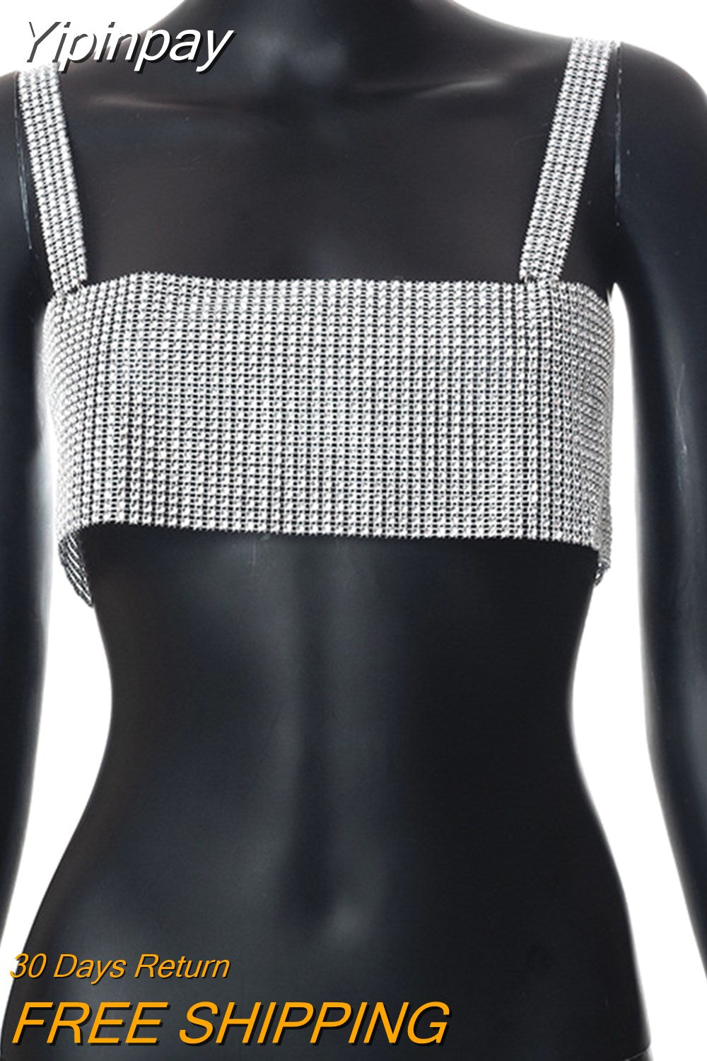Yipinpay Bling Sequin Suspender Vest Tops Women Summer Metal Chain Backless Sexy Cropped Tops 2023 Femme Y2K Streetwear Party Tee