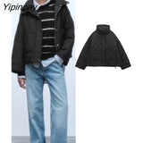 Yipinpay Warm Ladies Winter Solid Parkas Jackets 2023 Pockets Female Thicken Causal Coat Cotton Padded Parka Coats Zipper Outwear