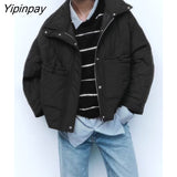Yipinpay Warm Ladies Winter Solid Parkas Jackets 2023 Pockets Female Thicken Causal Coat Cotton Padded Parka Coats Zipper Outwear