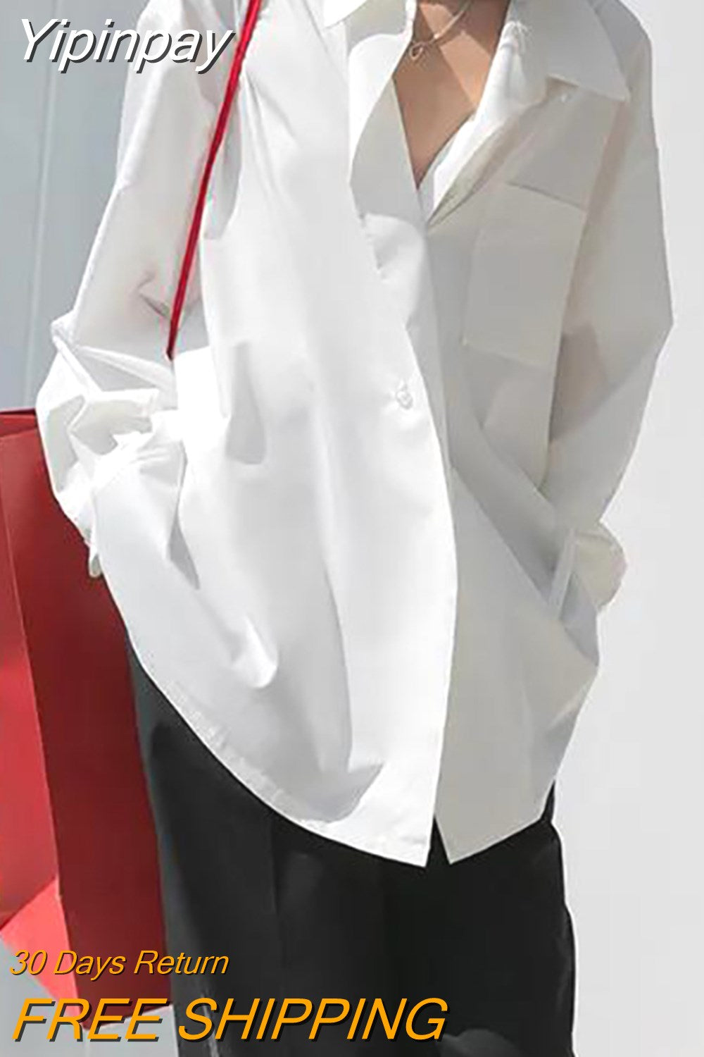 Yipinpay Design White Blouse Women Korean Loose Long Sleeve Shirt Spring Autumn Fashion Button Up Tops Female S-2XL