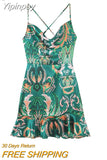 Yipinpay 2023 Fashion Print Women's Dress Summer Female Slip Casual Mini Dresses Female Loose A-Line Short Dress Ladies Dresses