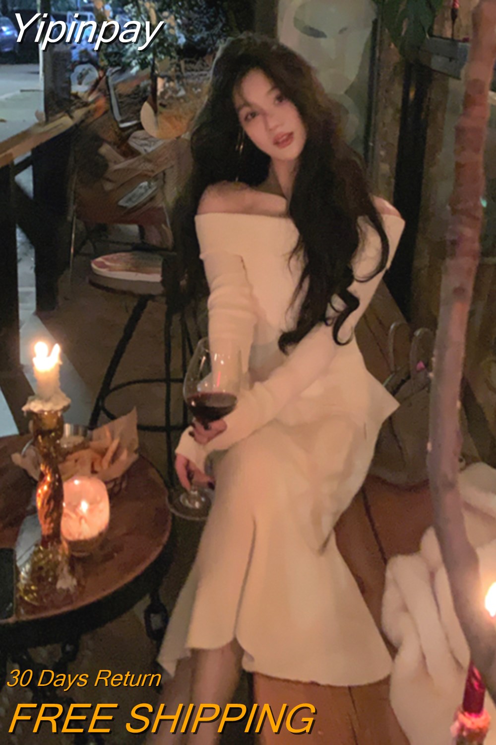 Yipinpay Lady 2 Piece Dress Set Woman Casual Y2k Tops + Slim Bodycon Midi Skirt Pure Color Knitted Suit Korean Fashion 2023 Autumn