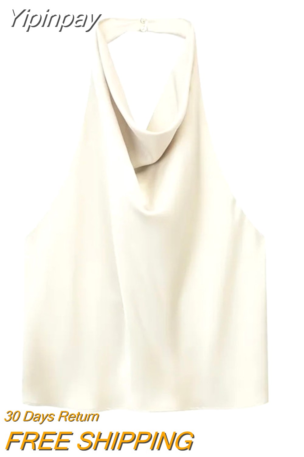 Yipinpay Satin Halter Top Female Sexy Backless Top Woman Party Night Off Shoulder Tops For Women 2023 Fashion Sleeveless Crop Top