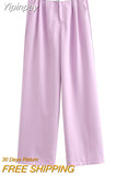 Yipinpay 2023 Fashion Y2k Women's Pants Summer Wide Leg Pants Female Casual Loose Low Waist Trousers Ladies Chic Folds Pant