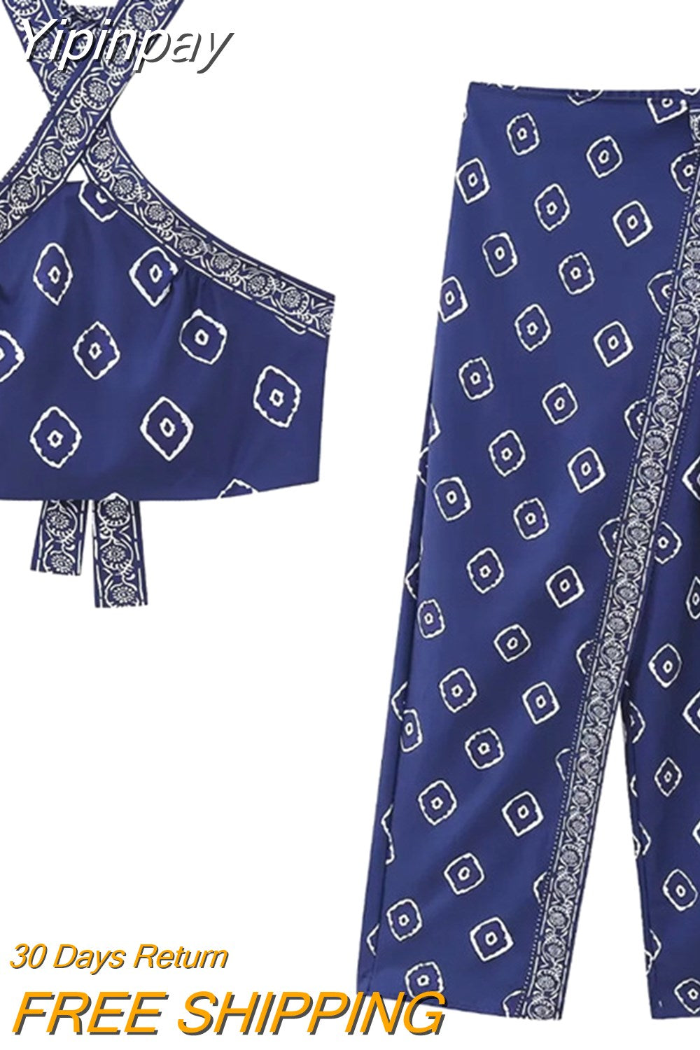 Yipinpay 2023 Print Halter Top Female Off Shoulder Crop Tops For Women Boho Sleeveless Backless Top Beach Summer Sexy Tops Woman