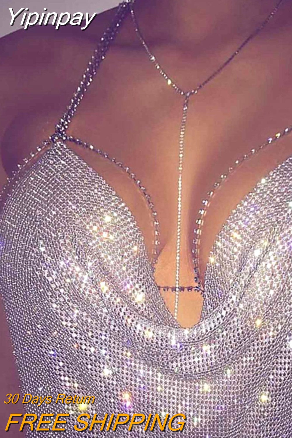 Yipinpay Halter Handmade Shiny Rhinestones Crop Top Backless Summer Beach Chic Party Bralette Cropped Sexy Women Tank Top