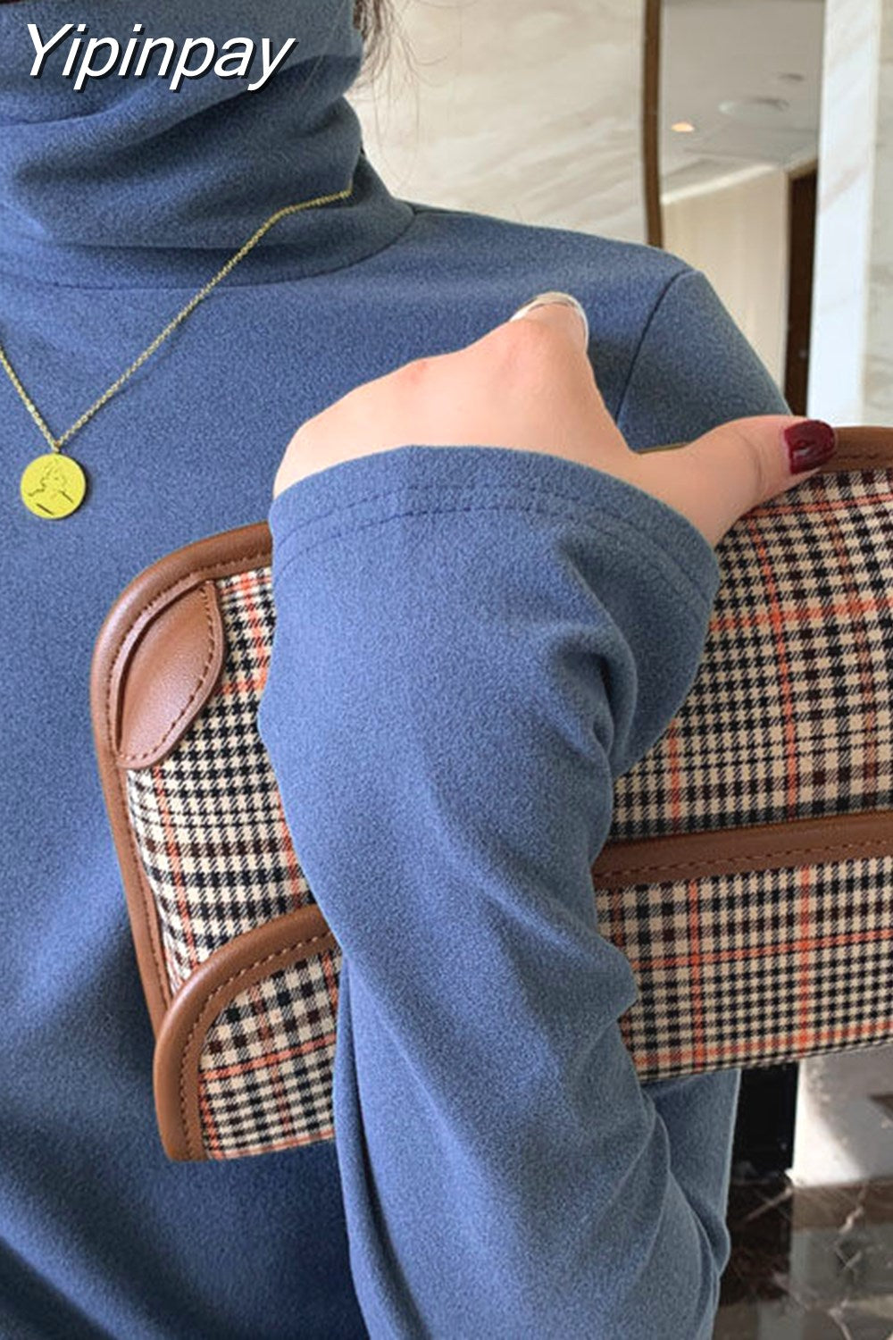 Yipinpay Women Polar Fleece Warm Tops Korean Solid Shirt for Girls Autumn Winter Turtleneck Long-sleeved Inside T-shirts