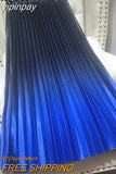 yipinpay 2023 Pleated Midi Skirts Womens Satin Tie Dye Gradient High Waist Long Skirt Stylish Casual Elegant Faldas Female Jupe