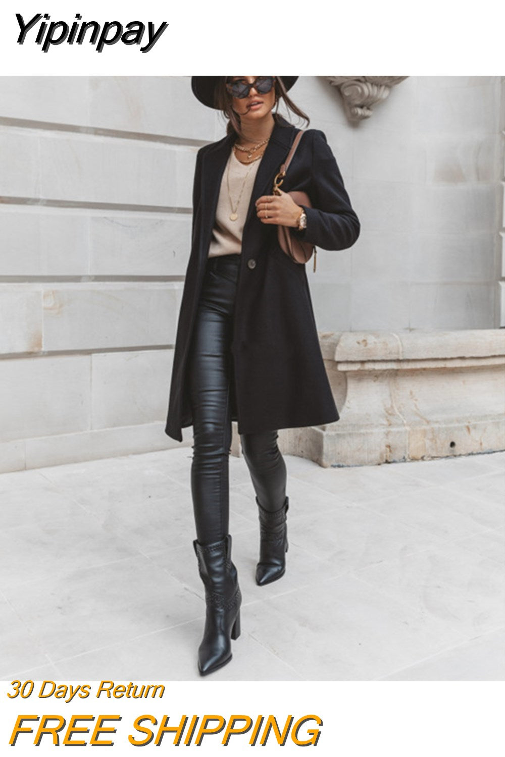 Yipinpay hot style autumn and winter color lapel mid-length button woolen coat coat women's clothing