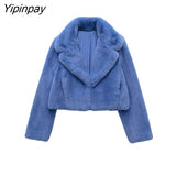 Yipinpay Newest Faux Fur Coat 2023 Fleece Cardigan Jacket Female Winter Thicken Coat Women Overcoat Casual Warm Plush Mujer Chaqueta
