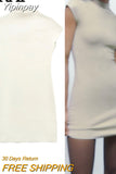 Yipinpay 2023 Knitted Dresses For Women Beige Mini Bodycon Dress Women Sleeveless Elegant Sexy Short Dresses Woman Party Dress