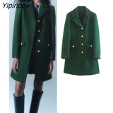 Yipinpay 2023 Winter Ladies Coat Blends Women Long Sleeve Single Breasted Jacket Slim Warm Basic Female Fashion Overcoat