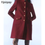 Yipinpay 2023 New Winter Women Coat Solid Blends Women Long Sleeve Jacket Outwear Slim Warm Basic Female Fashion Overcoat