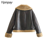 Yipinpay 2023 Winter Female Thicken Solid Jackets Fleece Warm Long Sleeve Zipper Coats Loose Vintage Ladies Waistcoat Chic Tops