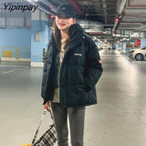 Yipinpay Thicken Women Coats And Jackets Winter Casual Fake Two Piece Cotton Jacket Stitching Hood
