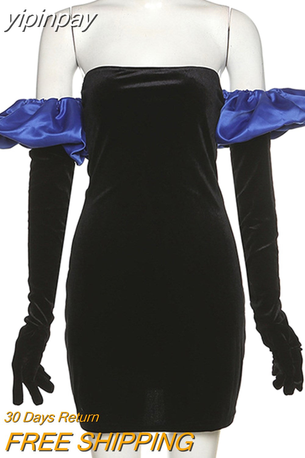 yipinpay 2023 Long Puff Sleeve Off Shoulder Autumn Winter Elegant Evening Party White Black Mini Dress Sexy Women Kawaii Dresses