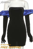 yipinpay 2023 Long Puff Sleeve Off Shoulder Autumn Winter Elegant Evening Party White Black Mini Dress Sexy Women Kawaii Dresses