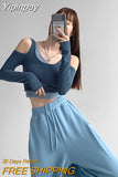 Yipinpay New Patchwork Women's T-shirt Fake Two-piece Slim Long Sleeve Y2K Crop Tops Woman Spring Autumn