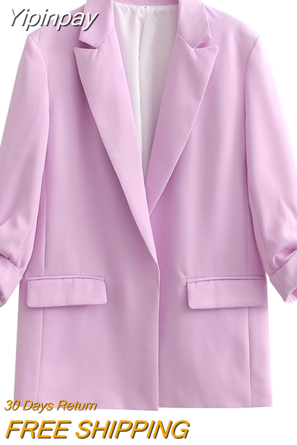 Yipinpay 2023 Purple Blazer Women Office Chic And Elegant Woman Jacket Turn Up Sleeve Women's Spring Jacket New In Outerwears