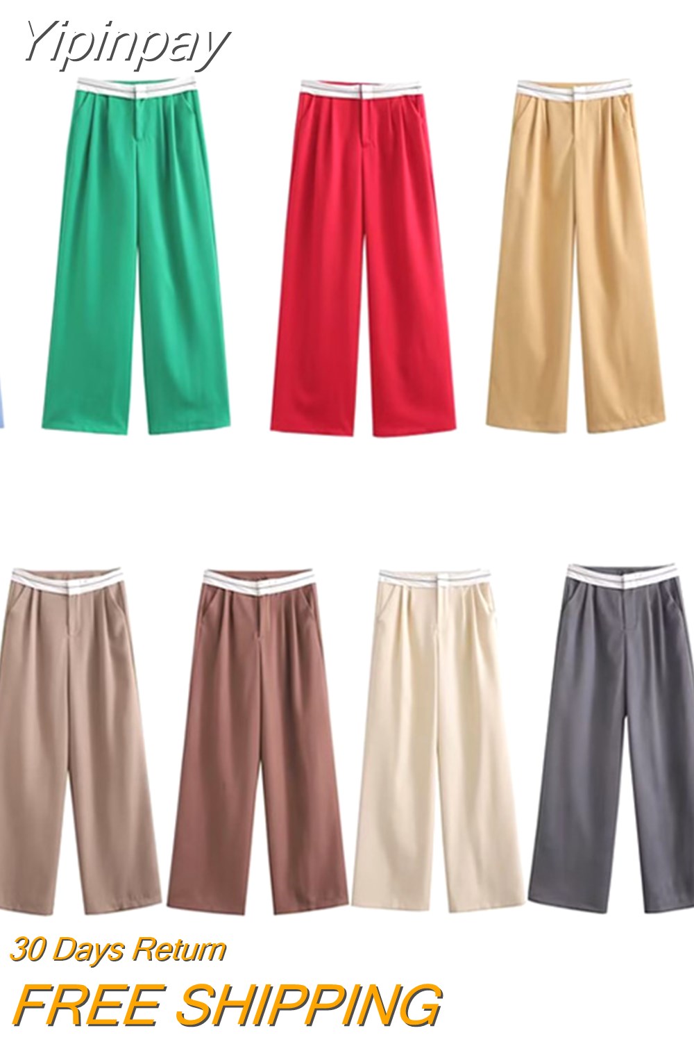 Yipinpay 2023 Fashion Y2k Women's Pants Summer Wide Leg Pants Female Casual Loose Low Waist Trousers Ladies Chic Folds Pant