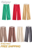 Yipinpay 2023 Fashion Y2k Women's Pants Summer Wide Leg Pants Female Casual Loose Low Waist Trousers Ladies Chic Folds Pant