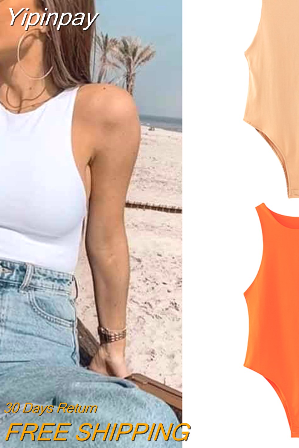 Yipinpay 2023 Fashion Bodysuit Women Summer Multicoloured O-Neck Sexy Woman Jumpsuit Tops Ladies Casual Skinny Bodysuit Romper