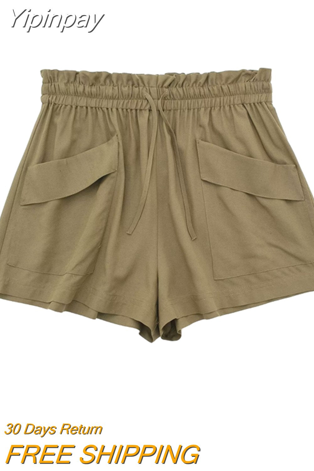 Yipinpay 2023 Fashion Women's Shorts Summer Chic Casual Female Shorts Skirts Ladies Pockets Decoration High Waist Shorts New In