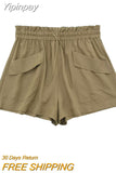 Yipinpay 2023 Fashion Women's Shorts Summer Chic Casual Female Shorts Skirts Ladies Pockets Decoration High Waist Shorts New In