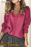 Yipinpay autumn and winter new lace V-neck coat head sweater ladies loose long sleeve solid color sweater pullover tops
