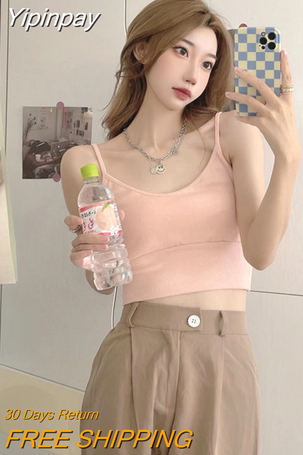 Yipinpay Two Piece Suit Hoodies Women Korean Loose Bat Sleeve Tops Fashion Popular Crop Sweatshirts+Camis Female